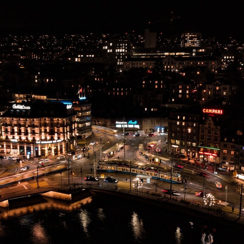 city buildings during night time